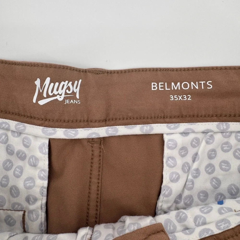 Mugsy Belmonts Chino‎ Pants Mens 35x32 Brown Stretch Cotton Blend K6PNBG